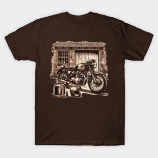 Motorcycle, Retro Garage Vintage Biker Art T-Shirt